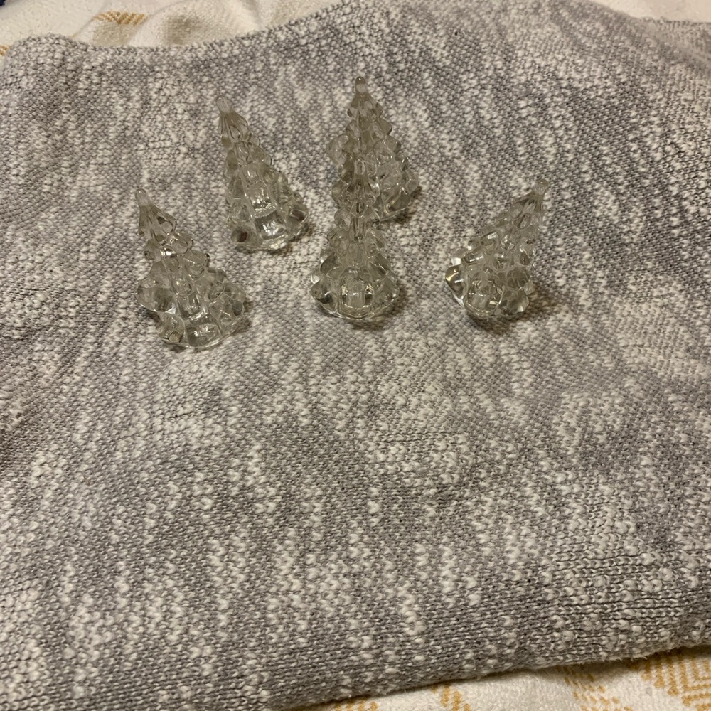 Vintage Set of Five (5) Christmas Tree Shaped Glass Candlestick Holders